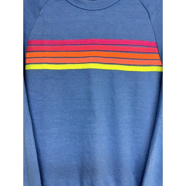 Aviator Nation 5 STRIPE CREW OCEAN BLUE NEON SWEATSHIRT SIZE SMALL‎ - Image 8