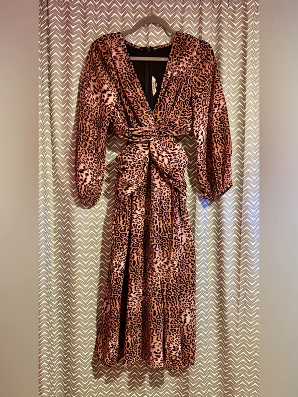 Anthropologie / Ranna Gill | Leopard Cut-Out Midi Dress, Small - Image 3