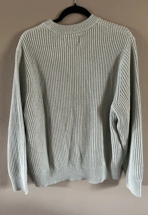 American Eagle Ribbed-Knit Crew Neck Pullover Sweater XL Light Green Long Sleeve - Image 4