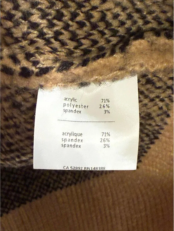 NWT Oak + Fort Checkered Crewneck Sweater Size Small Black & Tan - Image 4