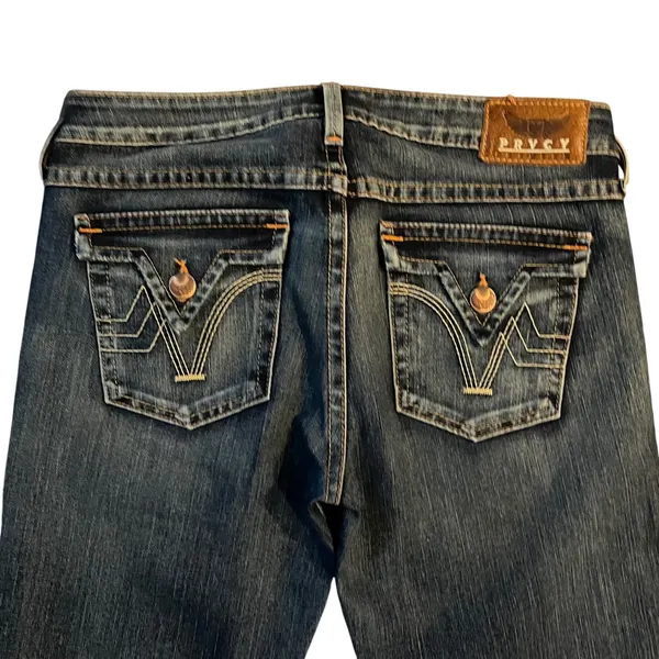PRVCY‎ Malibu Hills Bootcut Jeans Womens 31 Blue Y2K Low Rise W50-2703T5 Flare - Image 4