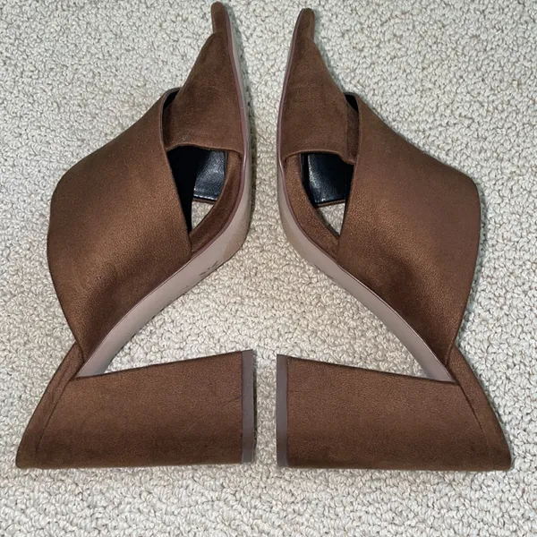 BCBGeneration Suede Chocolate Brown Mule Heels - Image 12