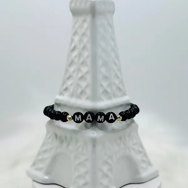 Mama Natural Stone beaded Bracelet Black - Image 2