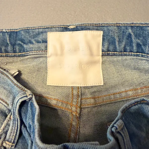 MOTHER The Tomcat Straight Leg Distressed Jeans Light Blue Women Size 28 - Image 15