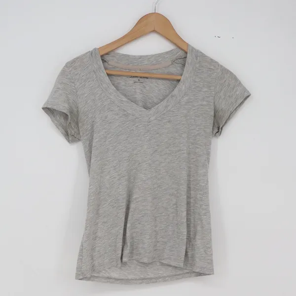 Lilac Lotus T-Shirt Womens S V-Neck Heather Grey Pima Cotton Short Sleeve EX - Image 2
