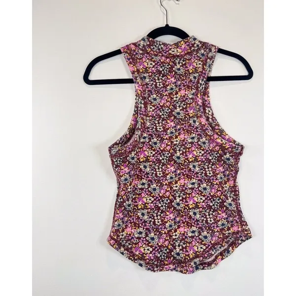 FP Movement Womens Top Pink Wishful AOP Floral Ribbed Tank Cottagecore Large - Image 8