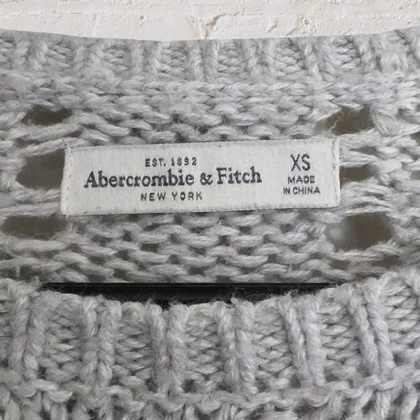 Grey Abercrombie & Fitch Women's Open Cable Knit Sweater Size XS - Image 2