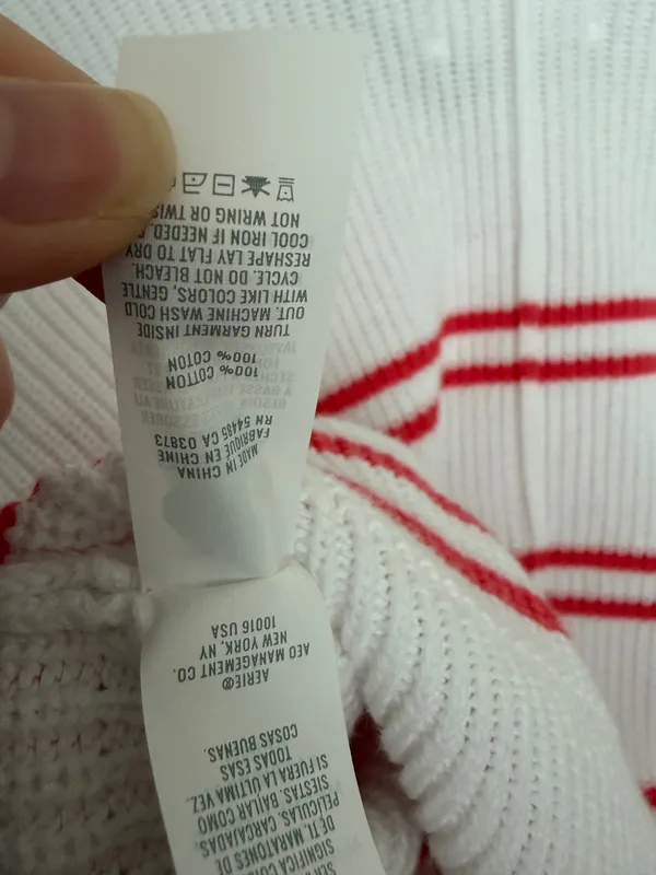 NWT Aerie Beyond Cropped Sweater White Stripes - Image 5