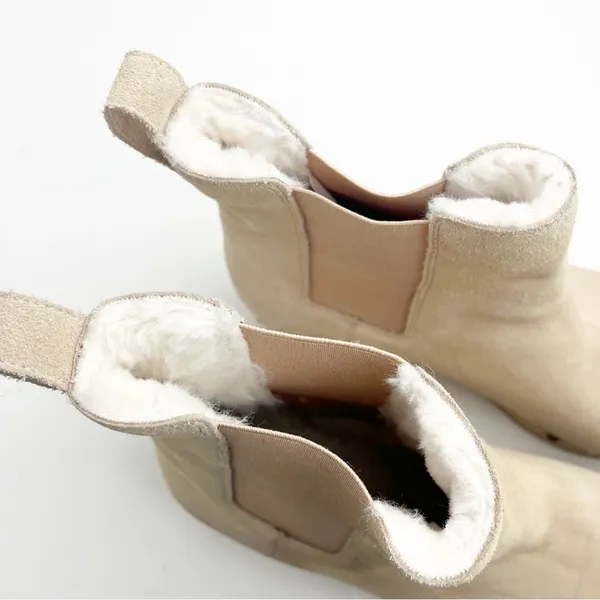 J. CREW Suede Leather Upper Faux Fur Lined Clog Studded Boots Size 12 Neutral - Image 10