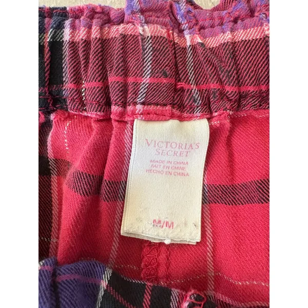 Victoria's Secret Pajama Set Plaid Sleepwear Lounge Medium M‎ - Image 6