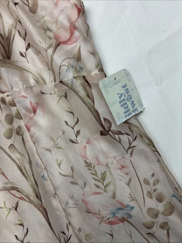 Storia xl Blush Floral Cream Maxi Slip Dress Ruffle Hem romantic guest party - Image 4