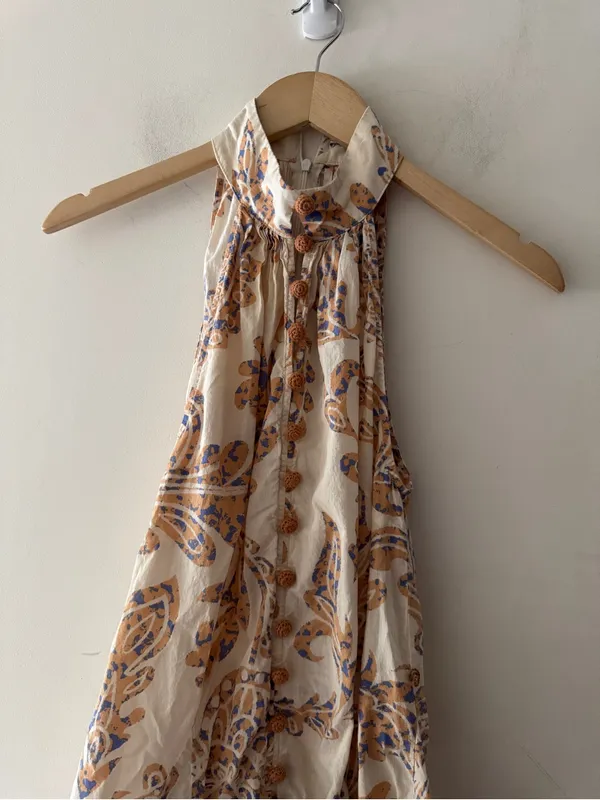 Zara High‎ Neck Floral Print Crochet Button Mini Dress - Image 4