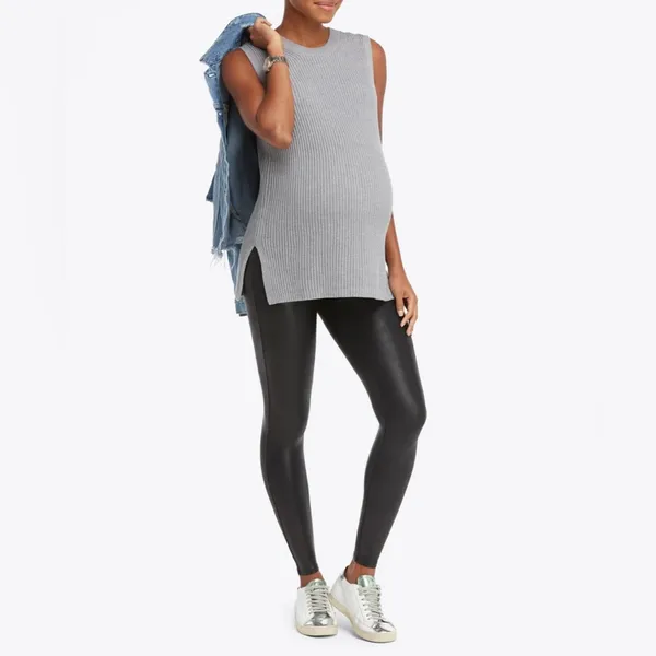 Spanx mama maternity faux leather leggings black XS NEW - Image 3