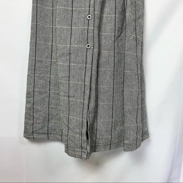 Boutique Gray Tweed Retro Button Down‎ Midi Dress S - Image 4
