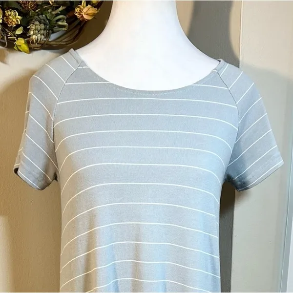FREE FLY Womens Bamboo Dockside Sagebrush/White Stripe Tee Shirt Dress Sz S 💛 - Image 4