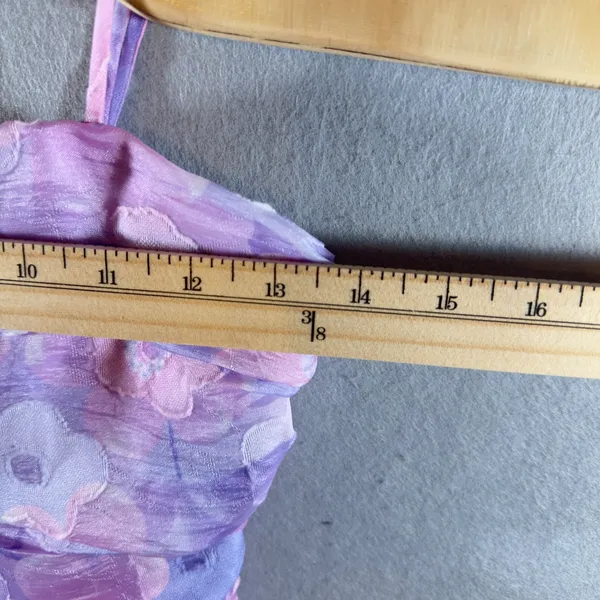 434 | Hello Molly Purple Floral Organza Fit & Flare Midi Dress Women‎ Small Prom - Image 3