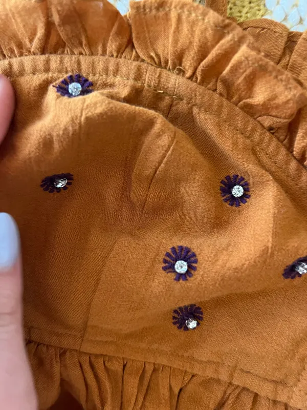 Free People Orange Crop With Embellishments - Image 6