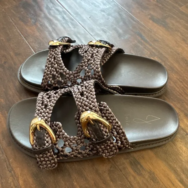 Women's Joie Waffle Braided Slide Sandals Brown Beach Resort Coastal Sz 8M - Image 3