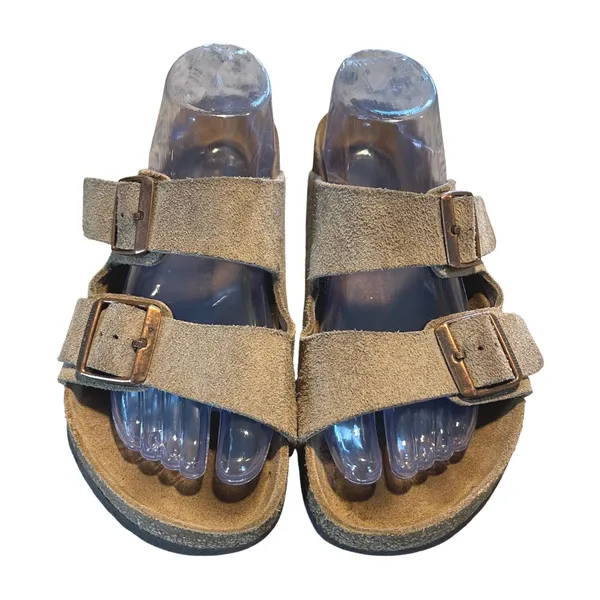 Birkenstock Arizona Sandals Women 39 Taupe Suede Boho Comfort Slide Made Germany - Image 4