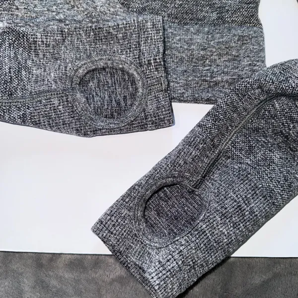 Gymshark Flex Crop Top S/M Grey Long‎ Sleeve Seamless Open Back Thumbholes - Image 8