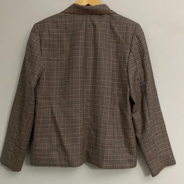 PENDLETON womens Brown-tan-black plaid Blazer 100% virgin wool size 12 - Image 7
