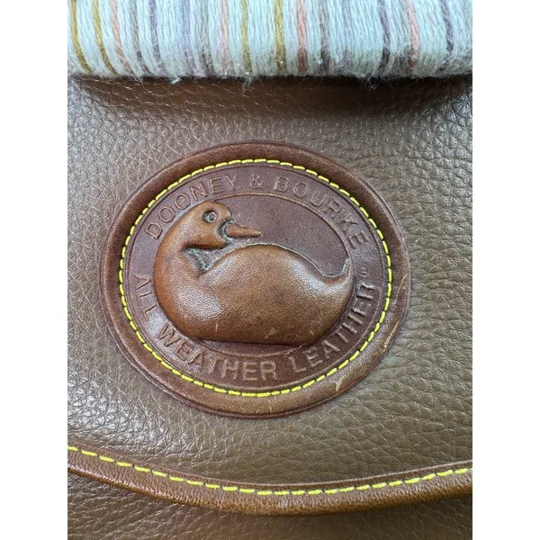 Dooney & Bourke All Weather Leather Bag Vintage Yellow Stitching,Braided Handle - Image 2