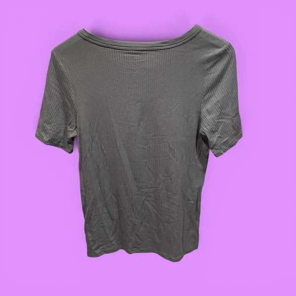 Cute Lucky Brand slate blue ribbed flowy stretchy top normcore classic everyday - Image 2