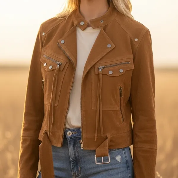 Rehab Lab - Suede Wheat Utility Jacket – Size Large NWT - Image 7