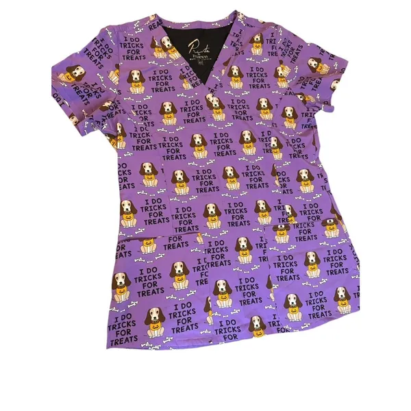 Prints By Maevn Scrubs Halloween Dogs Vet Women Size XS Uniform Medical - Image 3