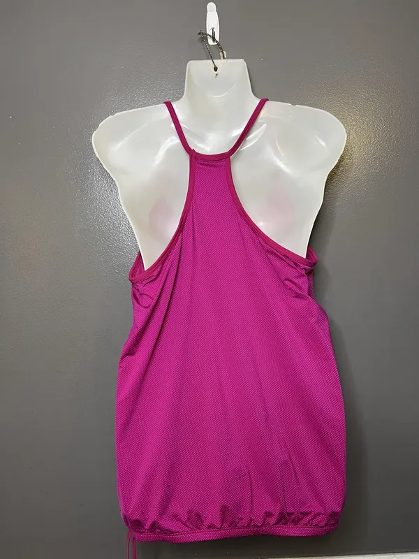 Old Navy Tank Top Womens Large Pink Mesh Polka Dot Drawstring Hem Cami Athletic - Image 6