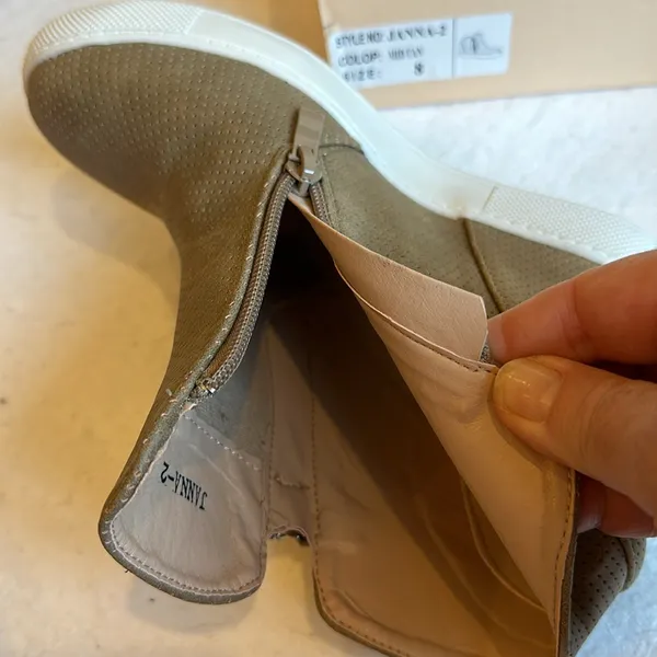 New Tan Sneaker Booties with wedge heel by AMS JANNA-2 Mid size 8 - Image 8