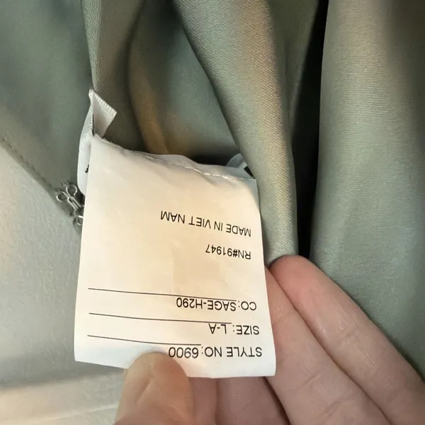 AFTER SIX 6900 Effortless Glam Bow Charmeuse One Shoulder Bow Maxi Sage Green L - Image 16