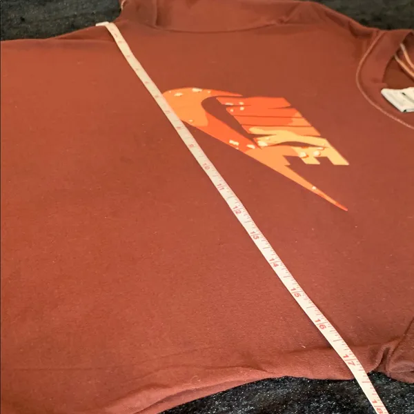 Women's Nike Chocolate Brown and Orange Soft Crop Top T-Shirt Medium Slim Fit - Image 9