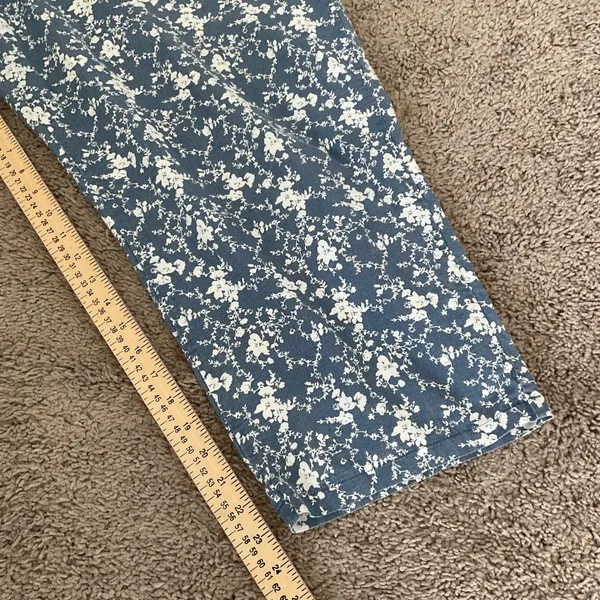 Unbranded Floral Bib Overalls Women XXL Blue White Wide Leg Adjustable Straps EX - Image 6