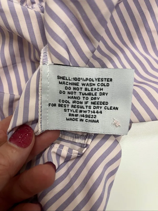Walter Baker Lavender and White Striped Tiered Puff-Sleeve Dress size M - Image 4