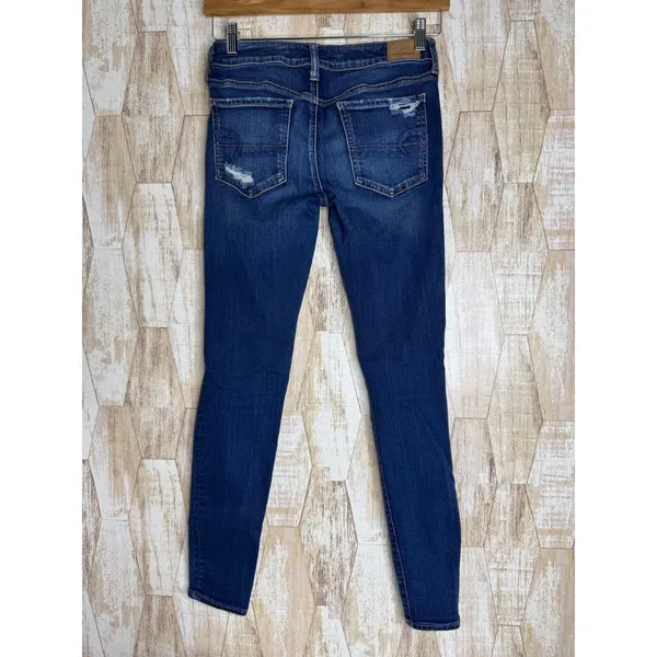 American Eagle Super Stretch X Jegging Distressed Holes Jeans Womens‎ 6 Regular - Image 2