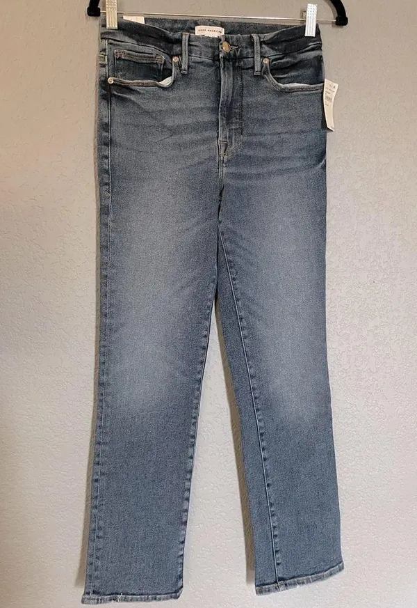 NWT Good American Good Legs Straight Jeans Blue Indigo478 Color High Rise Size 6 - Image 11