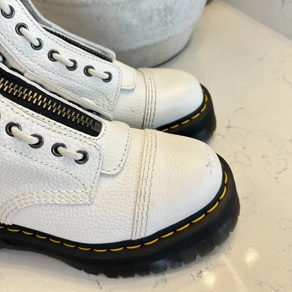 DR. MARTENS Sinclair Platform Bootie (Women) in White Milled Nappa Leather US 8 - Image 6