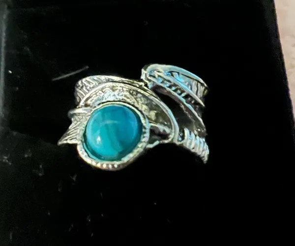 Gorgeous Bohemian Turquoise Antique Silver Ring Size 6 - Image 2