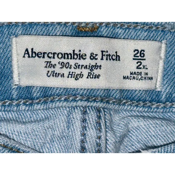 Abercrombie & Fitch 90s Straight Ultra High Rise Denim Distressed Jeans Sz 26 2 - Image 3