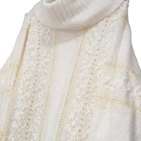 80s Vintage Le Chois Ivory Thick Knit Sweater Women's Size Large - Image 3