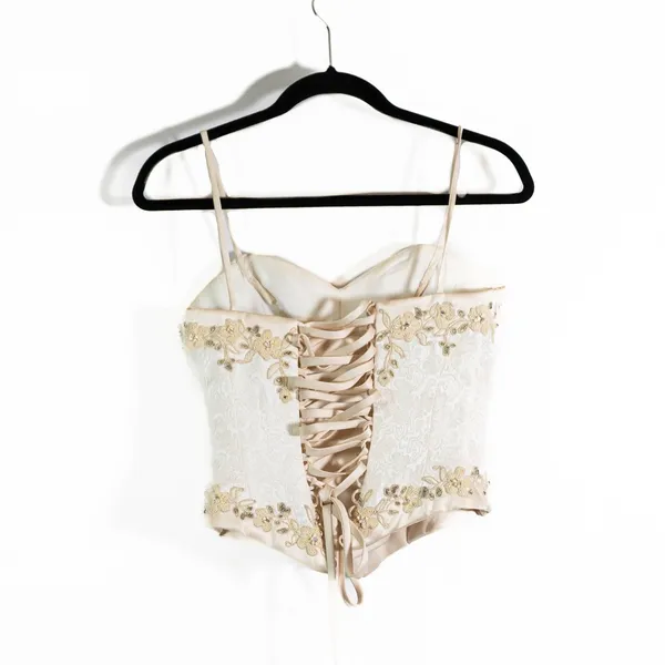 St Tropez David's Bridal Style T8007 Crystal Embroidered Lace Up Corset Top 4 - Image 4