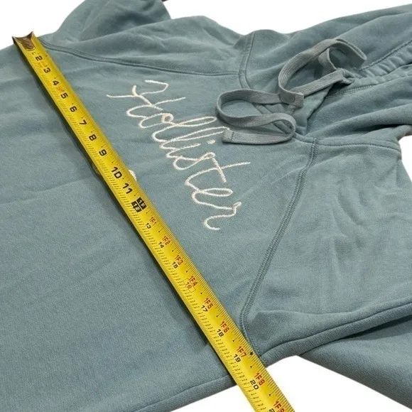 Y2K Hollister Baby Blue Spellout Hoodie Academia Preppy Comfort Coastal M - Image 9
