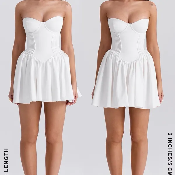 HOUSE OF CB L A-C longer length 'Katherine' White Strapless‎ Corset Mini Dress - Image 4