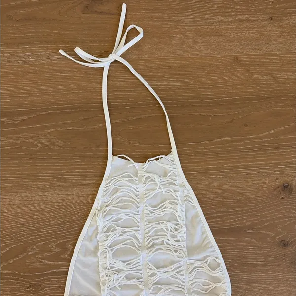 Shein Halter Tie Neck Backless Mini Dress Size S White - Image 3