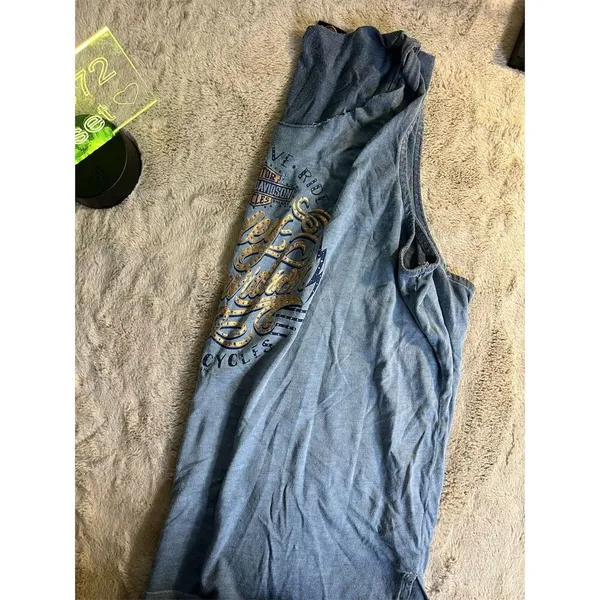 Harley-Davidson Women's Embellished Tank Top XL Gray Motorcycle Theme - Image 9
