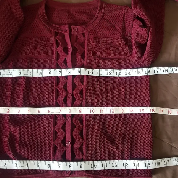 Sandro Sweater Long Sleeve Cropped Open Knit Top Cutout Mesh Quiet Luxury Sz XS - Image 10