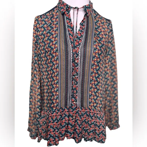 Anthropologie Maeve Janie Flounced Peasant Button Front Blouse Size 4 - Image 7