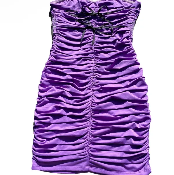 💜 Nikibiki Medium Plum Violet Purple Beaded Rhinestone Cut Out Bodycon Dress 💜 - Image 5