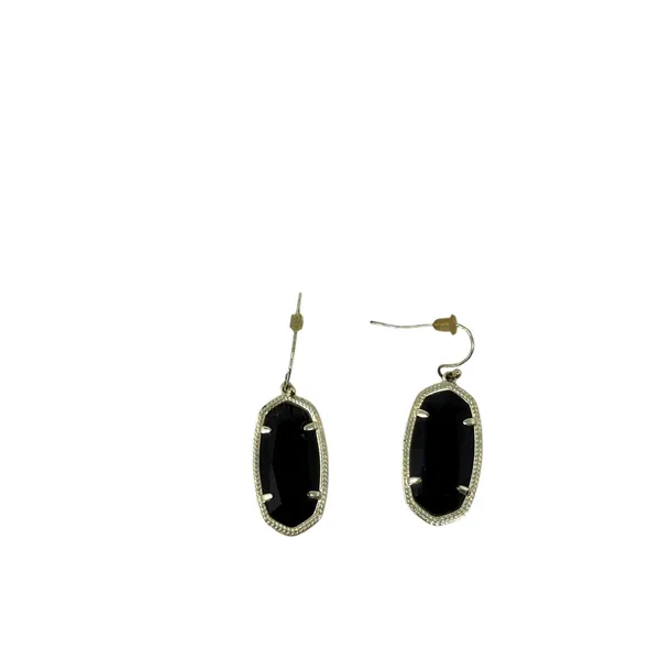 Kendra Scott Elle Gold Drop Earrings Black Opaque Glass - Image 3